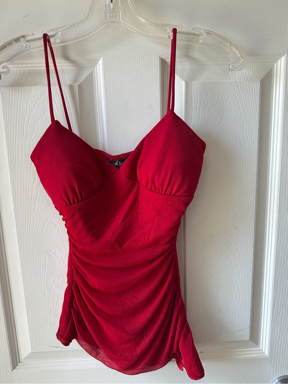 City Triangles Sparkling Red Double-Strap Ruched Camisole